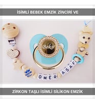 Sahi Aksesuar İsimli Bebek Emzik Zinciri ve Bebek Silikon Emzik