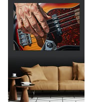 Bas Gitar Çalan Parmaklar Dekoratif Kanvas - Mdf Ahşap Tablo
