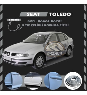 Seat Toledo Oto Araç Kapı Koruma Fitili 5metre Parlak Gri Renk