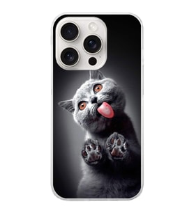 PrintiFy Apple  iPhone 15 Pro Max ile Uyumlu 1mm Slim Fit Kedi 2 050c Baskılı Şeffaf  Kılıf