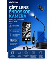 10 Metre Çift Kameralı İos/android Uyumlu Yılan Endoskop Kamera 8mm 2mp Led li Sert Kablo