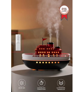 Hava Nemlendiricisi Led Işıklı Aroma Difüzör Boat Tasarım Ultrasonik 300 ML H18 Kırmızı