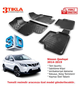 Nissan Qashqai 2014-2020 Premium 3D Havuzlu Paspas Seti