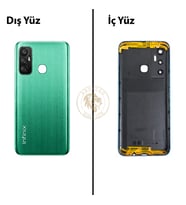Infinix Hot 11 Yeşil Uyumlu Lensli Arka Kapak Arka Cam Batarya Pil Kapağı Lazer Kesim Back Cover