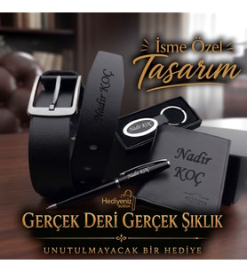 İsme Özel Premium Erkek Hediye Seti l Hakiki Deri Kemer Cüzdan Kalem Anahtarlık - Sevgiliye Eşe Babaya Arkadaşa Hediye
