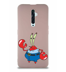 Oppo Reno 2Z Soft Premier Kapak Bay Yengeç Tasarımlı Silikon Kılıf - Pudra (Şeffaf)