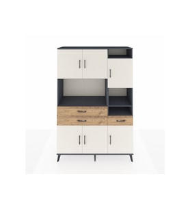 Hyperion Dolap 10 Raflı 3 Çekmeceli 6 Kapaklı 132x44x195 Antrasit-Aytaşı/Çam
