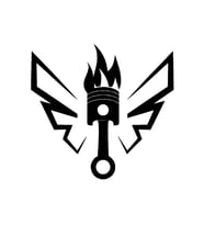 Kanatlı Alevli Piston Sticker17x17 Cm Siyah