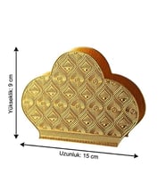 Zamak Peçetelik Gold Kabartma Desenli Dekoratif Peçete Standı 15x9 cm
