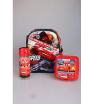 DEKOMUS İLE LİSANSLI CARS KÜÇÜK BOY 32 CM TEK BÖLMELİ ANAOKULU ÇANTASI,500 ML TRITAN MATARA VE 2 KATLI BESLENME KABI SETİ