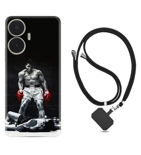 Realme C55 Kılıf Resimli Boyun Askılı İpli Desenli Silikon Muhammed Ali 1369