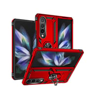 Galaxy Z Fold 4 Kılıf Zore Vega Yüzüklü Standlı Zırh Kılıf (Kırmızı)