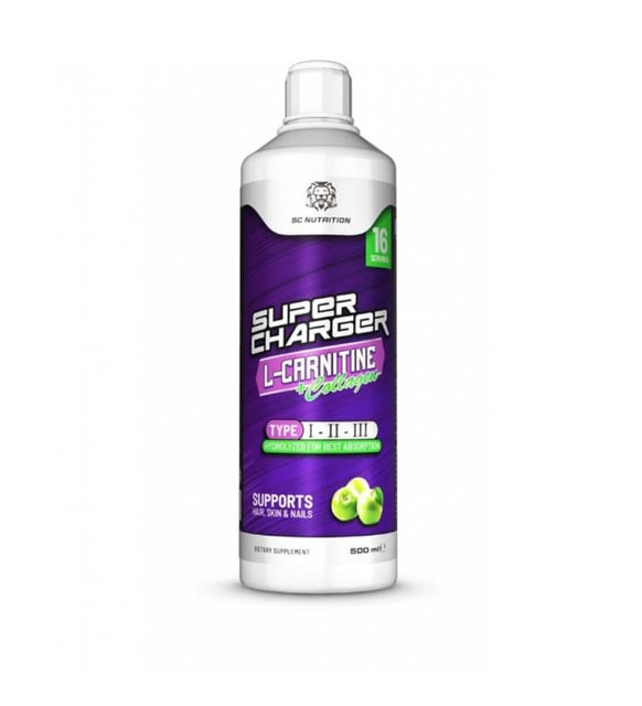 SC NUTRITION SUPER CHARGER L-CARNITINE + COLLAGEN 500 ml Green Apple