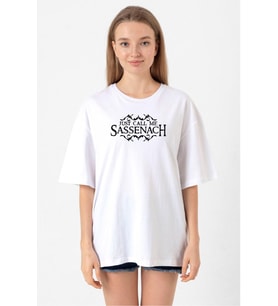 Outlander Just Call Me Sassenach Beyaz Kadın Oversize Tshirt