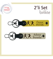 Akıl ve Gücün Savaşında Üstün Olanlara, Fighter Desenli, Kişisel Anahtarlık, Sarı-Sütlü Kahve