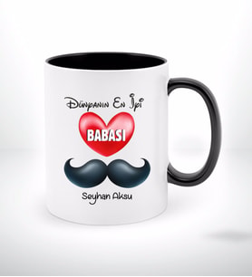 BK Gift Kişiye Özel Dünyanın En İyi Babası Tasarımlı Siyah Beyaz Kupa Bardak-1