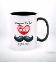 BK Gift Kişiye Özel Dünyanın En İyi Babası Tasarımlı Siyah Beyaz Kupa Bardak-1