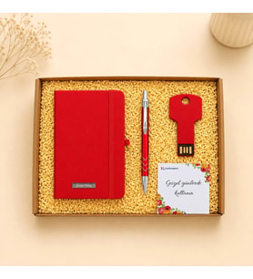 Kişiye Özel Premium Hediye Kutusu İsim Yazılı Defter, Metal Kalem Ve 16 Gb Usb Bellek Kurumsal Seti