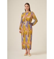 FTZ Women Kadın Şifon Pliseli Elbise Olive 31307