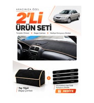 e-biz MAZDA 626 AİRBAGSİZ (1998-2000) Uyumlu Torpido Örtüsü + Tay Tüyü Çanta - Siyah-Bej - MA010