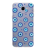 PrintiFy Samsung Galaxy J6 2018 ile Uyumlu 1mm Slim Fit Nazar Boncuğu 1 Baskılı Şeffaf  Kılıf