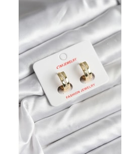 14K Gold Renk Kaplama Zirkon Taşlı Halka Model CM Kadın Küpe - TJ-BKP11410
