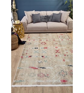 Dijital Kaymaz Yıkanabilir Krem Modern Salon Halısı Mutfak Halısı Koridor Halısı Yolluk HLN1682