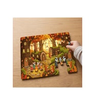 Sonbaharda Orman Hayvanları Tasarımlı 24 Parça Ahşap Çocuk Puzzle