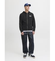 Jack & Jones JJMAKOTO Sweat Zip Hood Erkek Kapüşonlu Sweatshirt - Rahat ve Şık (Siyah)