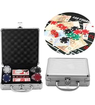 Profesyonel Poker Seti – 100 Çipli, Metal Çantalı, 2 Deste Iskambil Kağıtlı, Zarlı, Özel Üretim Texas Hold’em ve Casino Oyun Takımı