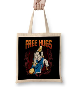 Free Hugs BJJ Jiu Jitsu Pun Awesome Martial Arts Bez Çanta Uzun Saplı