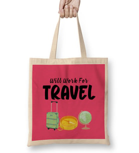 funny Travel gift design lover-Trippin Wanderlust Journey Adventurer Vacation Bez Çanta Uzun Saplı