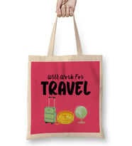funny Travel gift design lover-Trippin Wanderlust Journey Adventurer Vacation Bez Çanta Uzun Saplı