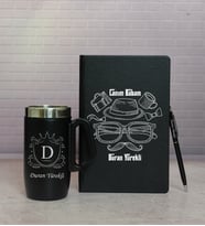 Canım Babam Tasarımlı Siyah Defter Kalem Termos Mug Seti HC3733