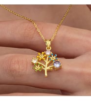 Gold Hayatağacı  Zirkon Taşlı 925 Ayar Gümüş Kadın Kolye