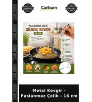 Özel Üretim Pratik Mutfak Süzgeç Metal Kevgir - Paslanmaz Çelik - 16 cm
