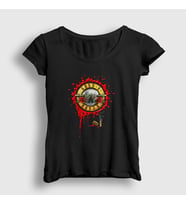 Presmono Kadın Siyah Blood Bullet Guns N' Roses T-Shirt 56336tt