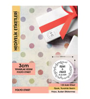 Çelenk Çiçek Motifli Etiket Modeli Ürünlerinize Özel 3 Cm - 130 Adet Folyo Sticker