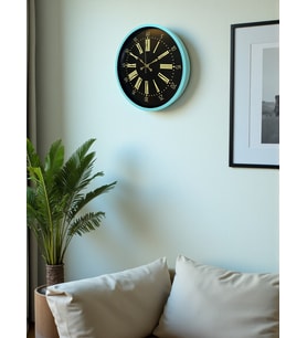 36 Cm Turkuaz Dekoratif Duvar Saati (Standart)