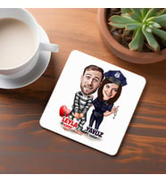 Kişiye Özel İkimiz de Aşka Mahkum Karikatürlü Bardak Altlığı