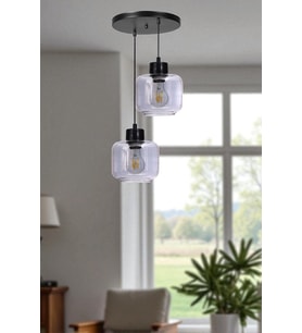 PARLA 2 Lİ TEPSİLİ SİYAH FÜME CAMLI SARKIT