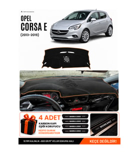 e-biz OPEL CORSA E (2013-2019) Uyumlu Torpido Örtüsü, Torpido Kılıfı - Siyah-Kahverengi - OP019
