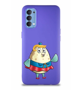 Oppo Reno 4 Soft Premier Kapak Bayan Puff Tasarımlı Silikon Kılıf - Mor (Şeffaf)