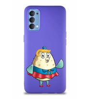 Oppo Reno 4 Soft Premier Kapak Bayan Puff Tasarımlı Silikon Kılıf - Mor (Şeffaf)