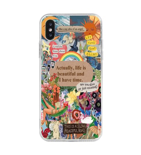 Iphone X ve XS Uyumlu Aesthetic Kolaj Tasarımlı Şeffaf Telefon Kılıfı