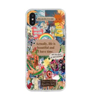 Iphone X ve XS Uyumlu Aesthetic Kolaj Tasarımlı Şeffaf Telefon Kılıfı