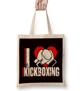 Love Kickboxing Kickboxer Fighting MMA Martial Arts Sports Bez Çanta Uzun Saplı