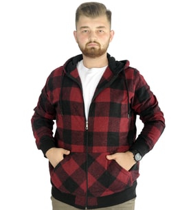 Mode XL Erkek Oduncu Kapsonlu Sweat Pocket 21574 Vişne
