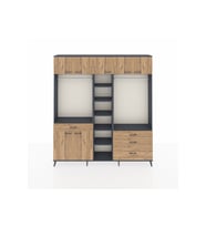Arges Gardrop 11 Raflı 4 Çekmeceli 2 Askılı 220x30x243 Antrasit-Çam