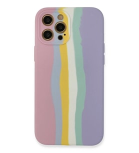 Newface Apple iPhone 12 Pro Max Kılıf Ebruli Lansman Silikon - Pembe-Lila